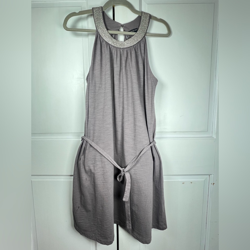 NWOT Banana Republic A-Line Belted Dress Sequin Embellishment Neckline Sz Large - Picture 2 of 9